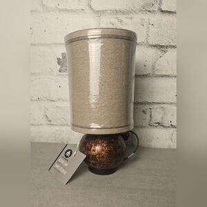 HomeTrends Accent Table Lamp Brown Crackle Base Fabric Shade NWT